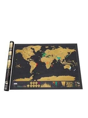 מפת עולם לגירוד שחור זהב 82*59 באנגלית