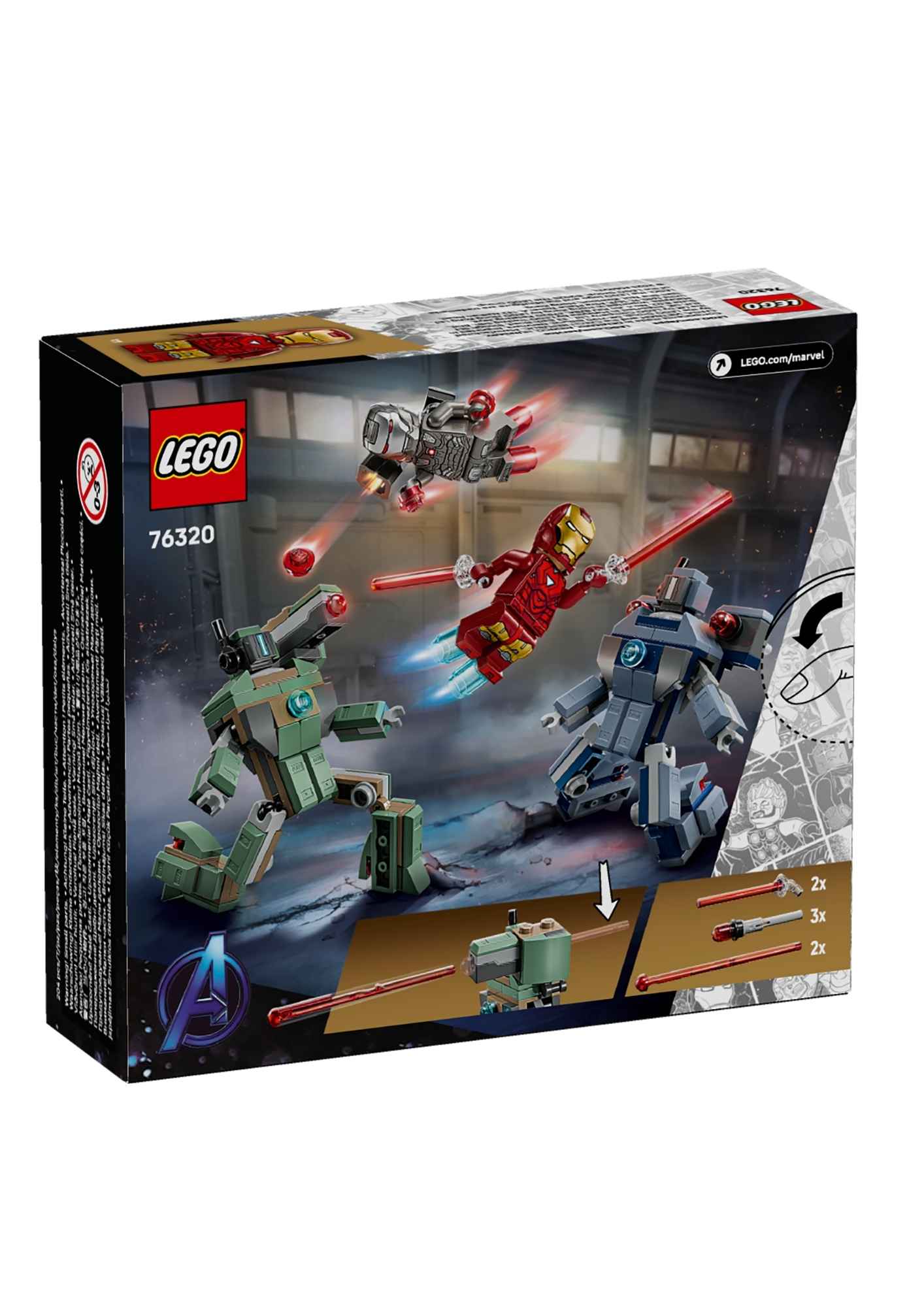 לגו מארוול 76320 - איירון מן ומכונת מלחמה נגד רובוטי האמר