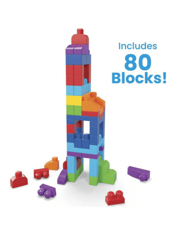 מגה בלוקס - תיק 80 חלקים קלאסי קוביות גדולות