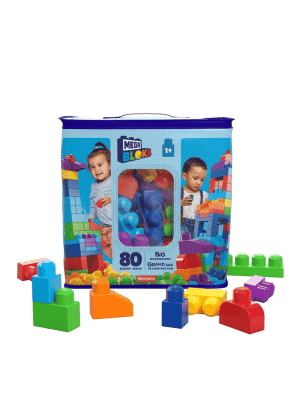 מגה בלוקס - תיק 80 חלקים קלאסי קוביות גדולות