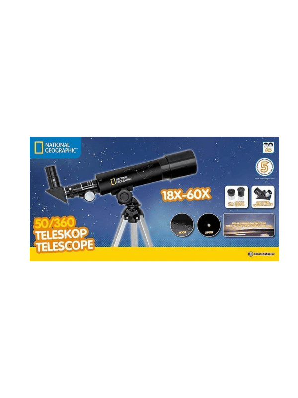 טלסקופ לילדים ולמתחילים 50/360 הגדלה 18x60x נשיונל גיאוגרפיק.